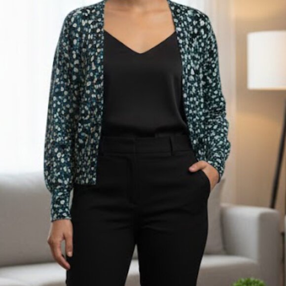 Merona Teal & Black Speckled Cardigan Sweater Size Large (L) - Picture 1 of 6